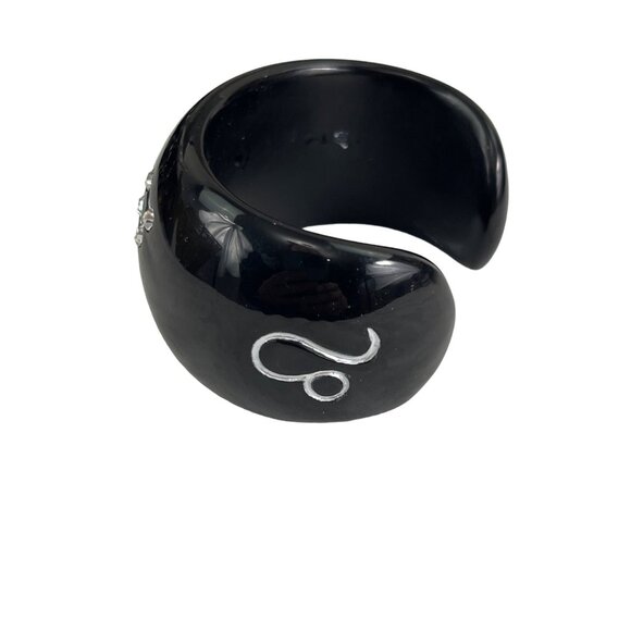 Black Jessica Kagan Cushman Leo Zodiac Cuff Bracelet With Silver Leo Symbols & R - Picture 7 of 8
